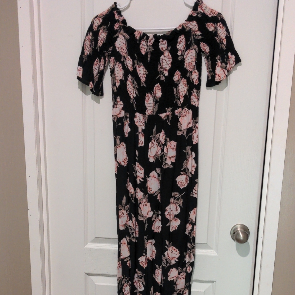 Topshop Black and Pink Floral Dress